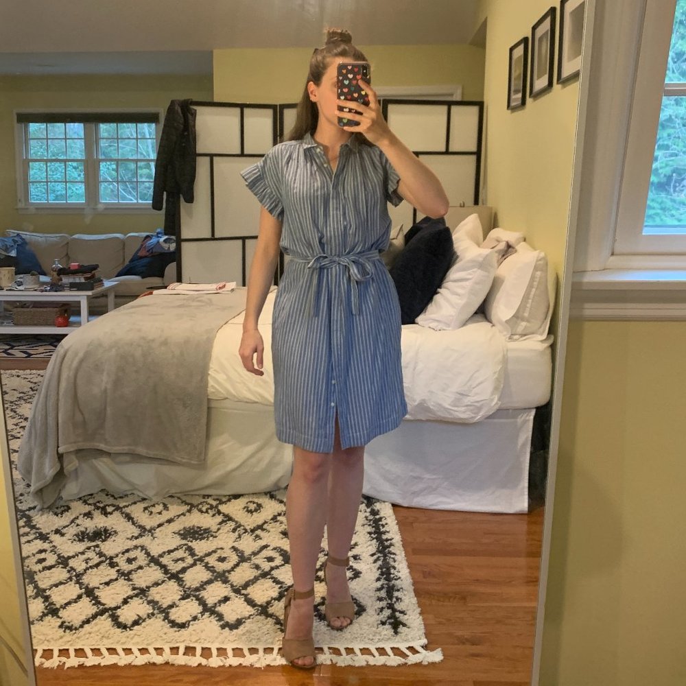 Anthropology Button Up Shirt Dress with Tie